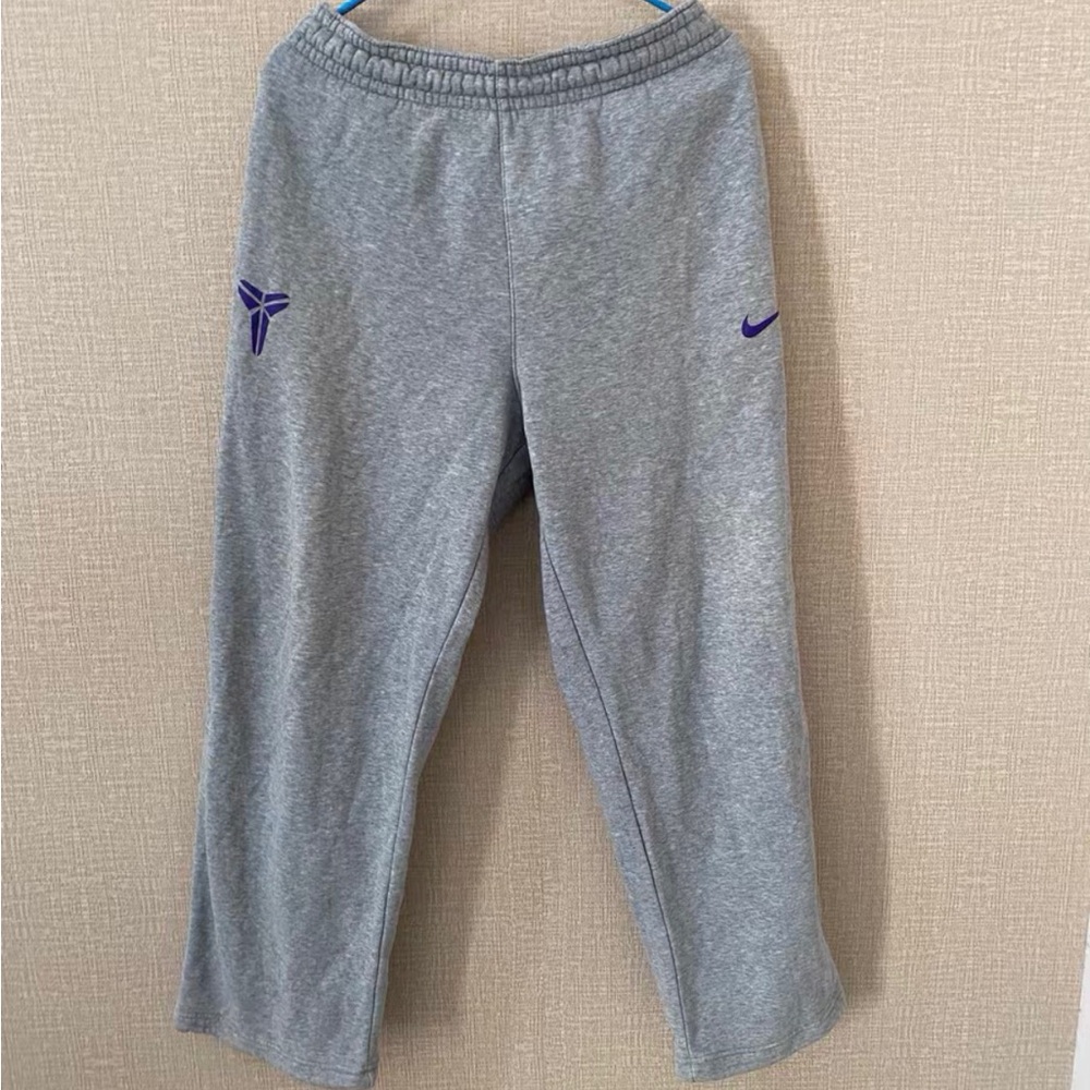 Nike Kids Gray Sweatpants with Purple Logos